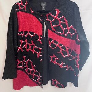 NWT Chico's Black and Red Patterned Cardigan Sz 2